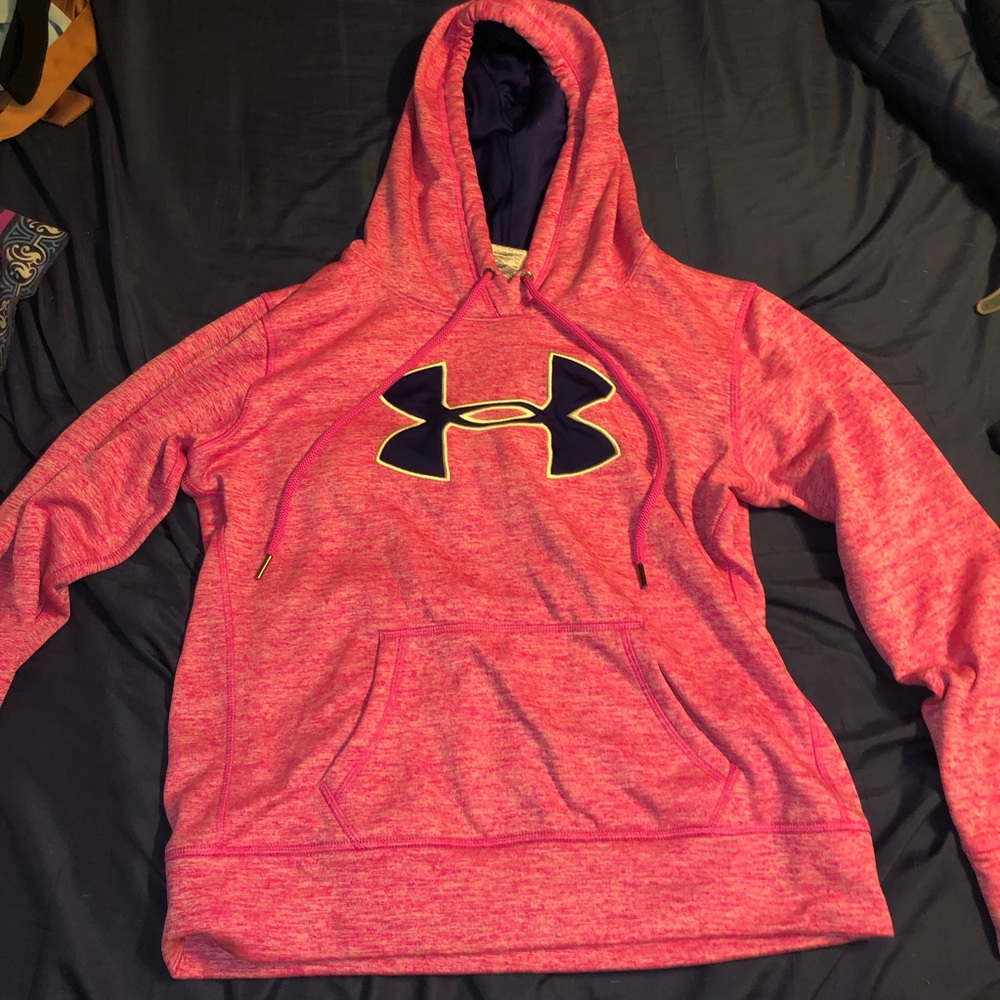 Pink and navy blue Under Armour sweatshirt